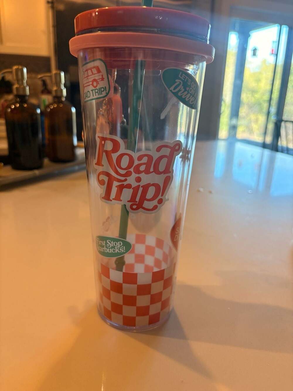 Starbucks Dandy Worldwide Road Trip Tumbler 24oz Venti Cold Cup with Keychain